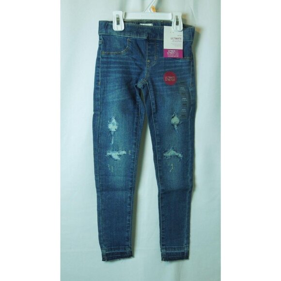 Girls SO Raw Edge Hem Medium Blue Distressed Ultimate Jeggings Size 7 - Picture 1 of 8